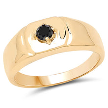 Load image into Gallery viewer, 14K Yellow Gold Plated 0.20 Carat Genuine Black Diamond .925 Sterling Silver Ring