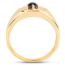 Load image into Gallery viewer, 14K Yellow Gold Plated 0.20 Carat Genuine Black Diamond .925 Sterling Silver Ring