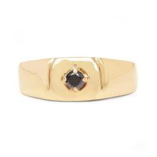 Load image into Gallery viewer, 14K Yellow Gold Plated 0.20 Carat Genuine Black Diamond .925 Sterling Silver Ring