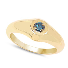 Load image into Gallery viewer, 14K Yellow Gold Plated 0.20 Carat Genuine Blue Diamond .925 Sterling Silver Ring