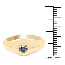 Load image into Gallery viewer, 14K Yellow Gold Plated 0.20 Carat Genuine Blue Diamond .925 Sterling Silver Ring