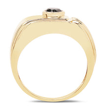 Load image into Gallery viewer, 14K Yellow Gold Plated 0.25 Carat Genuine Black Diamond .925 Sterling Silver Ring