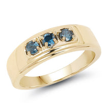 将图片加载到图库查看器,14K Yellow Gold Plated 0.33 Carat Genuine Blue Diamond .925 Sterling Silver Ring