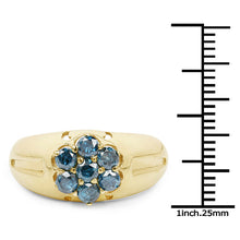 Load image into Gallery viewer, 14K Yellow Gold Plated 0.98 Carat Genuine Blue Diamond .925 Sterling Silver Ring