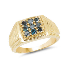 Load image into Gallery viewer, 14K Yellow Gold Plated 0.63 Carat Genuine Blue Diamond .925 Sterling Silver Ring