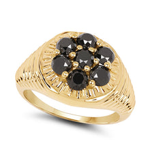将图片加载到图库查看器,14K Yellow Gold Plated 1.40 Carat Genuine Black Diamond .925 Sterling Silver Ring