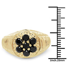 将图片加载到图库查看器,14K Yellow Gold Plated 1.40 Carat Genuine Black Diamond .925 Sterling Silver Ring