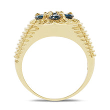 将图片加载到图库查看器,14K Yellow Gold Plated 1.40 Carat Genuine Blue Diamond .925 Sterling Silver Ring