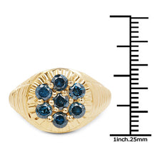 将图片加载到图库查看器,14K Yellow Gold Plated 1.40 Carat Genuine Blue Diamond .925 Sterling Silver Ring