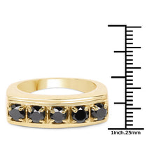 Load image into Gallery viewer, 14K Yellow Gold Plated 1.25 Carat Genuine Black Diamond .925 Sterling Silver Ring