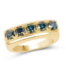 Load image into Gallery viewer, 14K Yellow Gold Plated 1.25 Carat Genuine Blue Diamond .925 Sterling Silver Ring