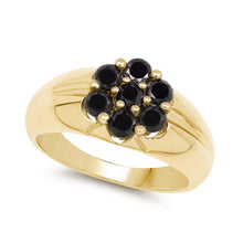 Load image into Gallery viewer, 14K Yellow Gold Plated 0.91 Carat Genuine Black Diamond .925 Sterling Silver Ring