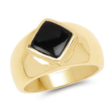 Load image into Gallery viewer, 14K Yellow Gold Plated 2.00 Carat Genuine Black Onyx .925 Sterling Silver Ring