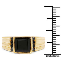 将图片加载到图库查看器,2.16 Carat Genuine Black Onyx and Black Diamond .925 Sterling Silver Ring
