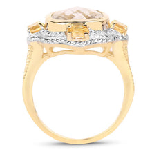 Load image into Gallery viewer, 14K Yellow Gold Plated 4.07 Carat Genuine Golden Rutile and Citrine .925 Sterling Silver Ring