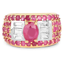 Load image into Gallery viewer, 4.23 Carat Glass Filled Ruby and White Topaz .925 Sterling Silver Ring