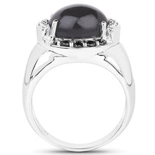 Load image into Gallery viewer, 5.68 Carat Genuine Grey Moonstone & Black Spinel .925 Sterling Silver Ring