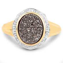 Load image into Gallery viewer, 14K Yellow Gold Plated 4.50 Carat Genuine Drusy Quartz .925 Sterling Silver Ring
