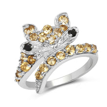 Load image into Gallery viewer, 1.00 Carat Genuine Citrine & Black Spinel .925 Sterling Silver Ring
