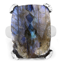 Load image into Gallery viewer, 17.17 Carat Genuine Labradorite and White Topaz .925 Sterling Silver Ring