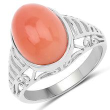 Load image into Gallery viewer, 6.00 Carat Genuine Peach Moonstone .925 Sterling Silver Ring