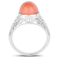 Load image into Gallery viewer, 6.00 Carat Genuine Peach Moonstone .925 Sterling Silver Ring