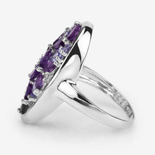 将图片加载到图库查看器,3.13 Carat Genuine Amethyst, Tanzanite and White Topaz .925 Sterling Silver Ring