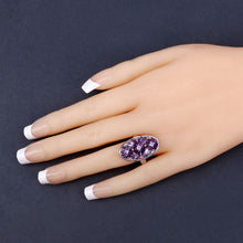将图片加载到图库查看器,3.13 Carat Genuine Amethyst, Tanzanite and White Topaz .925 Sterling Silver Ring