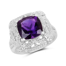 Load image into Gallery viewer, 4.35 Carat Genuine Amethyst .925 Sterling Silver Ring