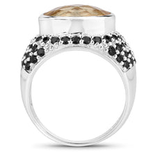 Load image into Gallery viewer, 6.76 Carat Genuine Citrine and Black Spinel .925 Sterling Silver Ring