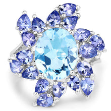 Load image into Gallery viewer, 6.52 Carat Genuine Blue Topaz & Tanzanite .925 Sterling Silver Ring