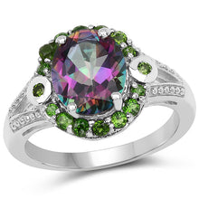 Load image into Gallery viewer, 3.92 Carat Genuine Mystic Quartz& Chrome Diopside .925 Sterling Silver Ring