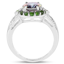 Load image into Gallery viewer, 3.92 Carat Genuine Mystic Quartz& Chrome Diopside .925 Sterling Silver Ring