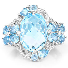Load image into Gallery viewer, 9.50 Carat Genuine Blue Topaz and Swiss Blue Topaz .925 Sterling Silver Ring