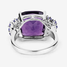 Load image into Gallery viewer, 6.34 Carat Genuine Amethyst and Tanzanite .925 Sterling Silver Ring