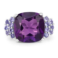 Load image into Gallery viewer, 6.34 Carat Genuine Amethyst and Tanzanite .925 Sterling Silver Ring