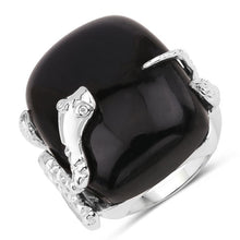 Load image into Gallery viewer, 21.04 Carat Genuine Black Onyx and White Topaz .925 Sterling Silver Ring