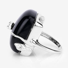 Load image into Gallery viewer, 21.04 Carat Genuine Black Onyx and White Topaz .925 Sterling Silver Ring