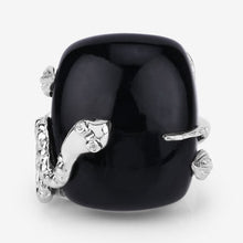 Load image into Gallery viewer, 21.04 Carat Genuine Black Onyx and White Topaz .925 Sterling Silver Ring