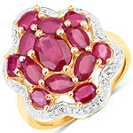 Load image into Gallery viewer, 14K Yellow Gold Plated 4.18 Carat Genuine Glass Filled Ruby .925 Sterling Silver Ring