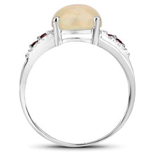 Load image into Gallery viewer, 2.05 Carat Genuine Ethiopian Opal, Pink Tourmaline and White Topaz .925 Sterling Silver Ring