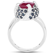 Load image into Gallery viewer, 3.70 Carat Glass Filled Ruby and Blue Sapphire .925 Sterling Silver Ring