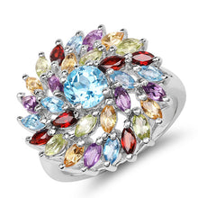 Load image into Gallery viewer, 3.70 Carat Genuine Multi Stone .925 Sterling Silver Ring