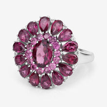 Load image into Gallery viewer, 6.19 Carat Genuine Rhodolite and White Topaz .925 Sterling Silver Ring