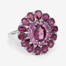 Load image into Gallery viewer, 6.19 Carat Genuine Rhodolite and White Topaz .925 Sterling Silver Ring