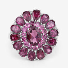 Load image into Gallery viewer, 6.19 Carat Genuine Rhodolite and White Topaz .925 Sterling Silver Ring