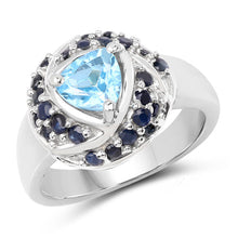 Load image into Gallery viewer, 1.61 Carat Genuine Swiss Blue Topaz & Blue Sapphire .925 Sterling Silver Ring
