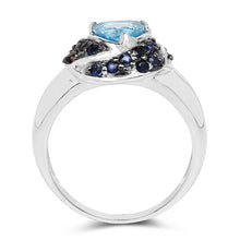Load image into Gallery viewer, 1.61 Carat Genuine Swiss Blue Topaz & Blue Sapphire .925 Sterling Silver Ring