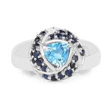 Load image into Gallery viewer, 1.61 Carat Genuine Swiss Blue Topaz & Blue Sapphire .925 Sterling Silver Ring