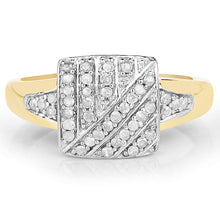将图片加载到图库查看器,14K Yellow Gold Plated 0.23 Carat Genuine White Diamond .925 Sterling Silver Ring